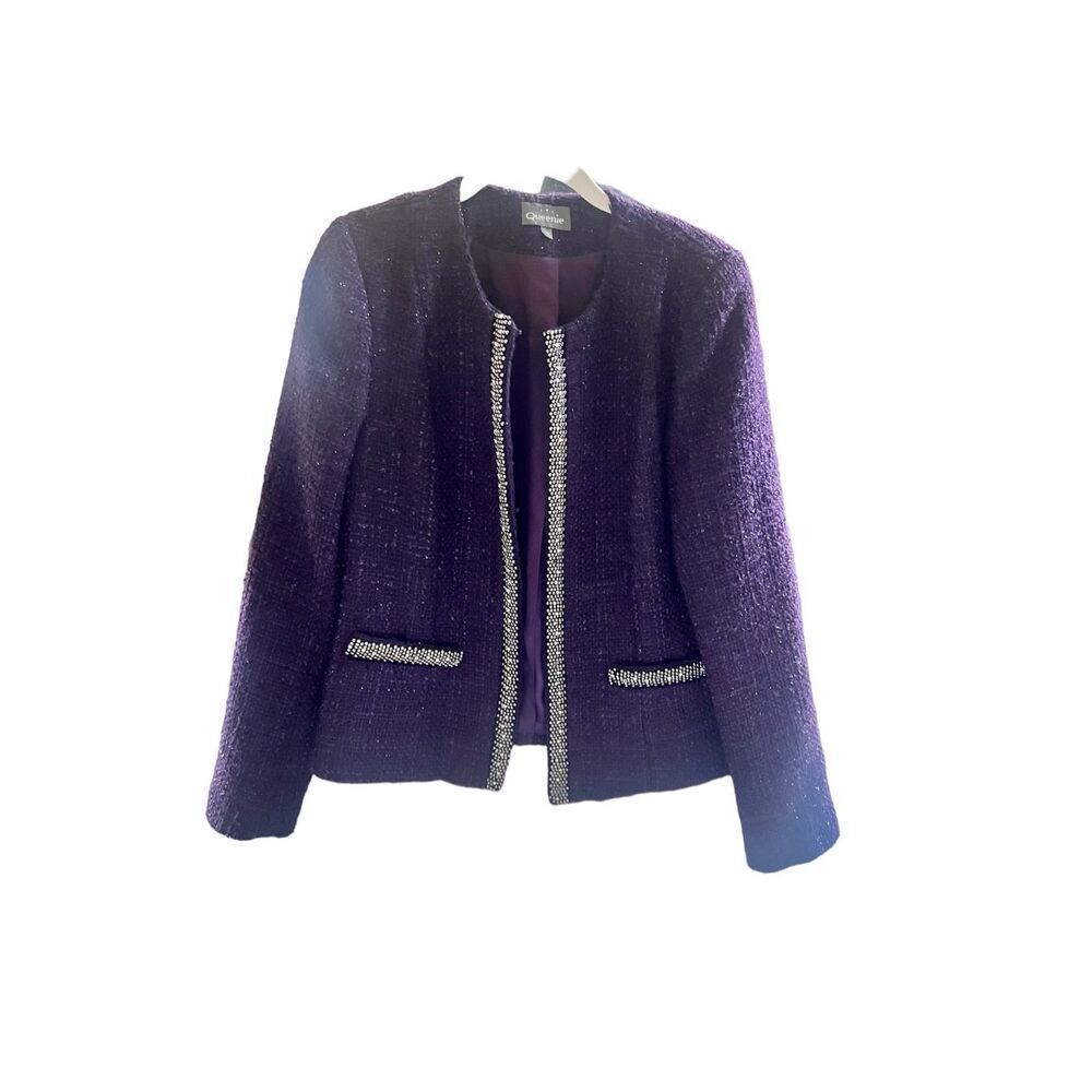 Queenie purple / black blazer with jewels lining of sleeves as well as down the